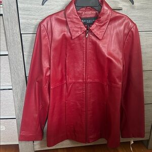 Kenneth Cole Vibrant Red Leather Jacket